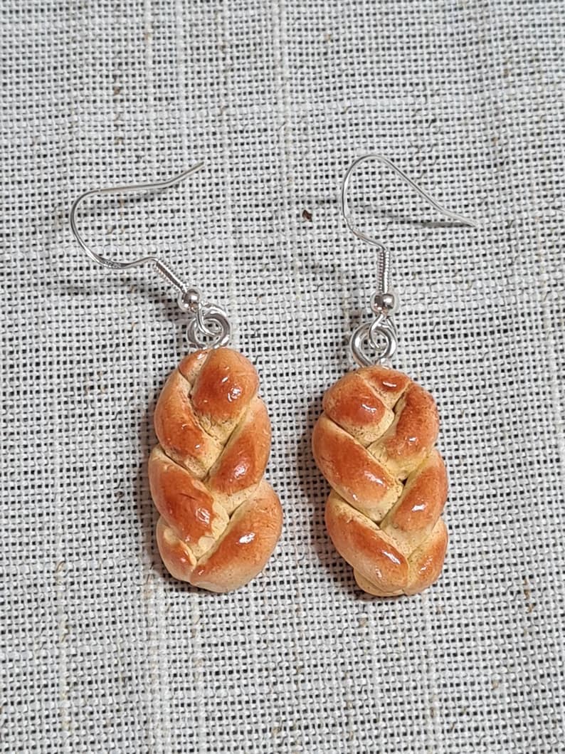 Challah Earrings, Jewish Gifts for Women, Gifts for Jewish Friends, Jewish Holiday Earrings, Sterling Silver 925 Hooks