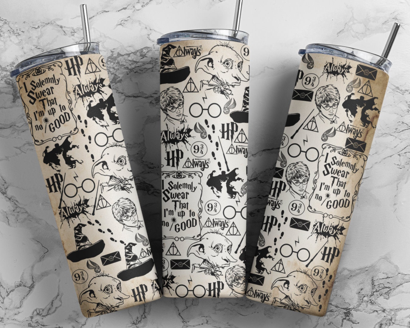 Harry Potter Books 20oz Skinny Tumbler custom drinkware - with straw S –  Berry Blossom Fashion