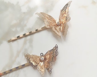 butterfly hairpins, butterfly rhinestone hair accessory, handmade butterfly hairpin, Wedding Hair Pins-Art Deco Hair-Butterfly Hair