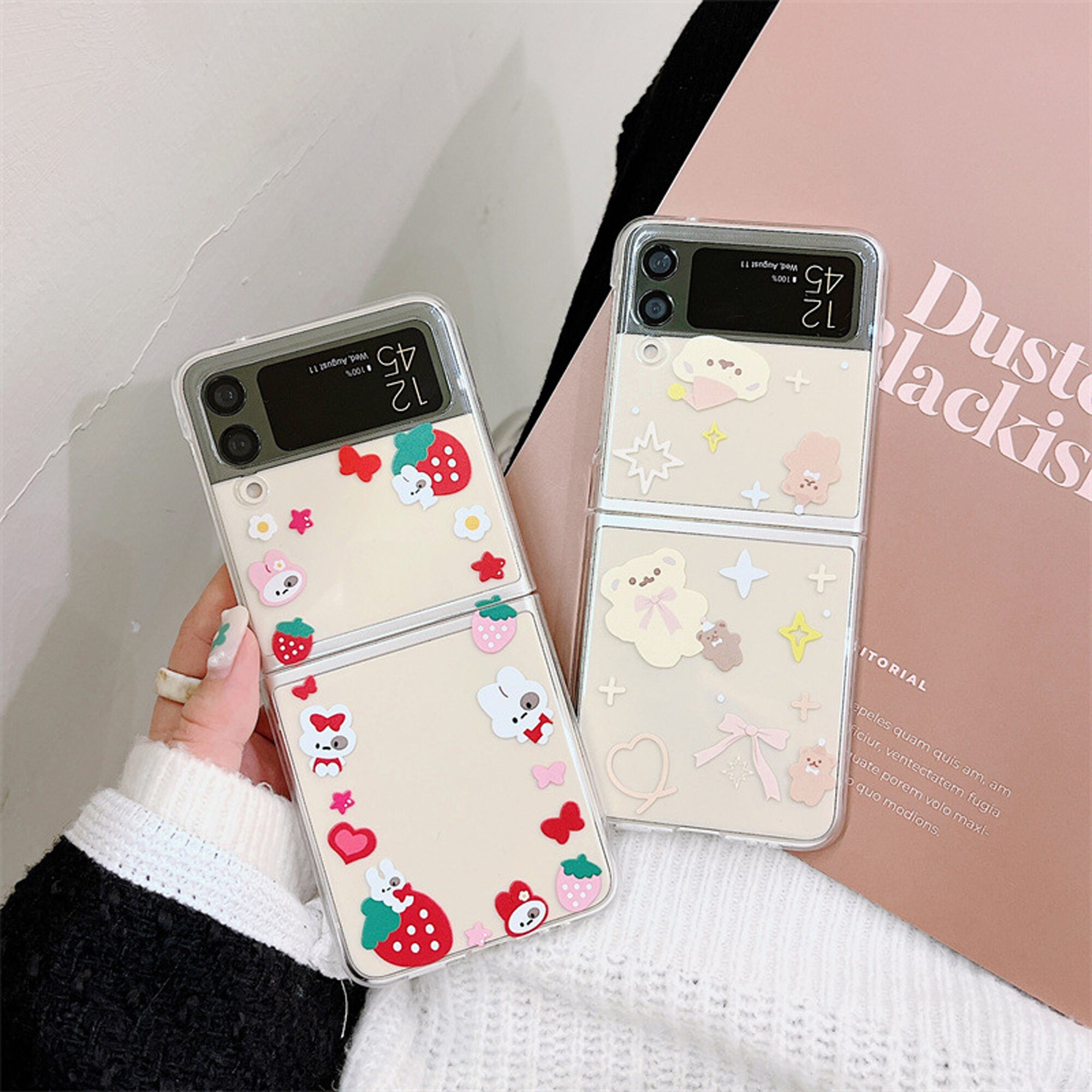 For Samsung Galaxy Z Flip 3 case Korean 3D cat Grip tok for Samsung Z Flip3  ZFlip3 Hard PC folding protective cover with stand - AliExpress