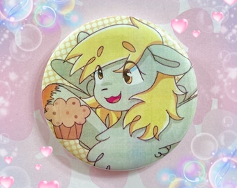 derpy loves muffins MLP my little pony 58 mm JUMBO pinback button !