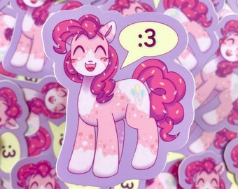 MLP my little pony g4 vitiligo :3 pinkie pie vinyl sticker ! (3”)