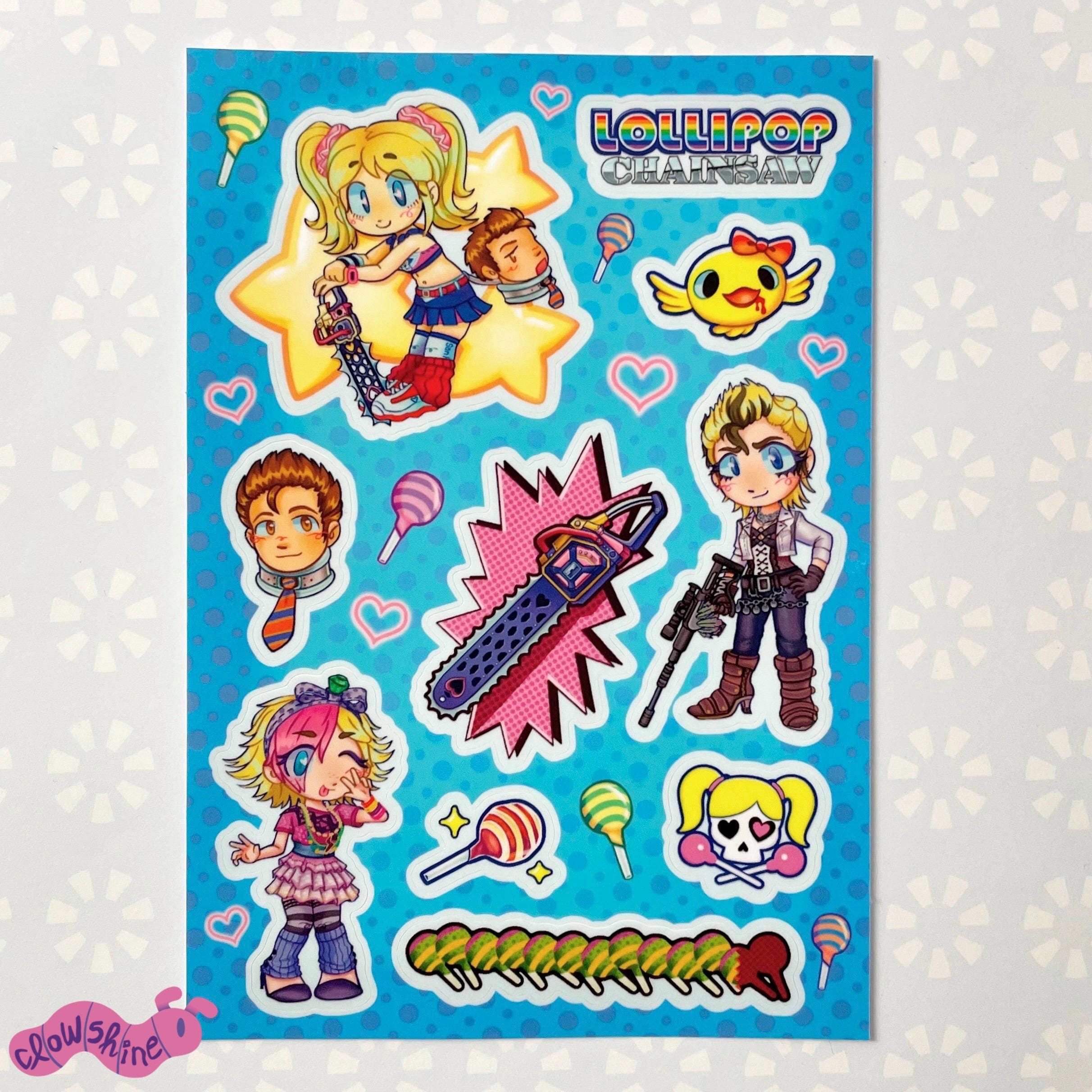 lollipop chainsaw - starling sisters vinyl sticker sheet ! (6.5x4.5”)