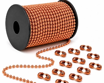 4.5mm Copper Ball Chain #10 Size | Solid Copper Bead Chain Bulk Lengths 5ft-100ft | Made in USA | Necklace Bracelet Jewelry Supply -From USA