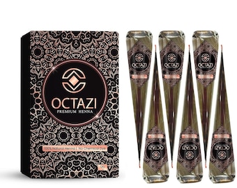 OCTAZI - 100% Natural Herbal Henna Conos Tatuaje Temporal Mehandi Orgánico Hecho a mano Marrón Granate Henna Para Tatuaje Nupcial Arte Corporal VENDEDOR DE EE.UU.