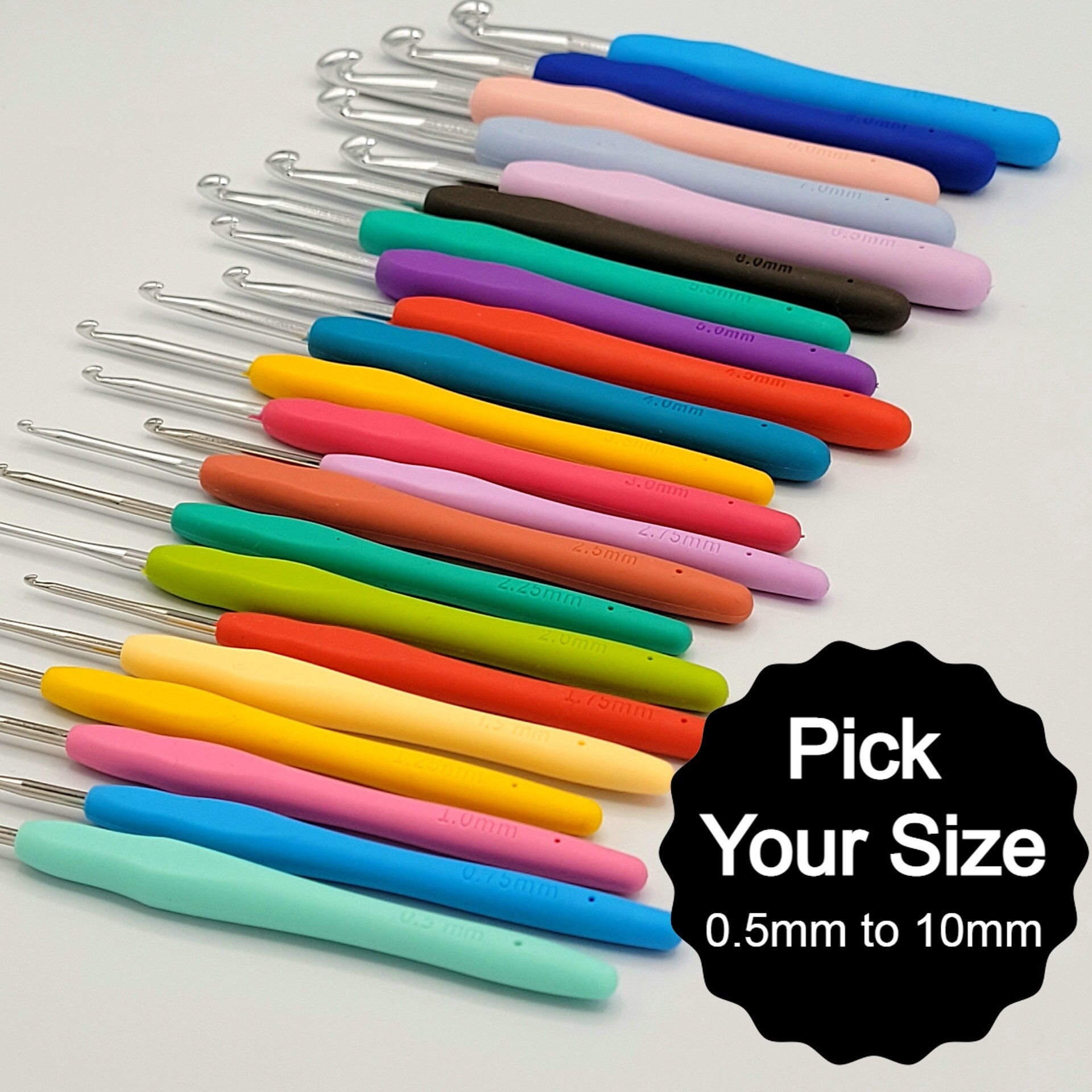 Soft Ergonomic Steel crochet hook sets [pick a Set]. For fine