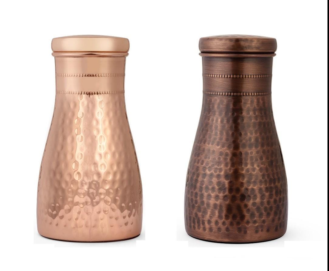 100% Pure Copper Water Bottle - 34 OZ/1 Liter - Handmade Leak