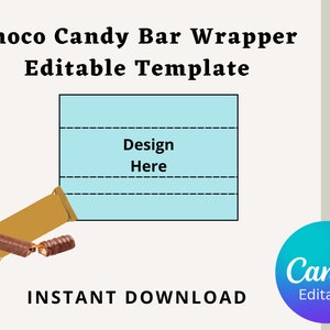 Choco Candy Bar Editable Wrapper Template, DIY, Editable abel, Party Goody Bags, Editable Party Favor.