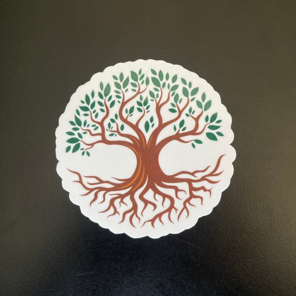Eco-Friendly Tree of Life Sticker - Green and Brown Nature-Inspired Decal for Laptops, Notebooks, Water Bottles - Earthy Aesthetic Accessory