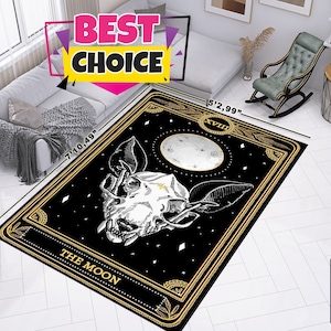 La alfombra de la luna, alfombra de ciervo, alfombra de animales, alfombra de tarot, alfombra de cartas del tarot, alfombra de la sala de estar, regalo de inauguración, alfombra de gran tamaño, alfombra de salón, alfombra personalizada, regalos