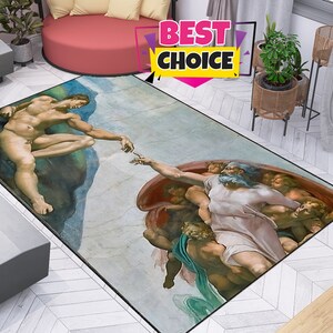 The Creation of Adam,The Creation of Adam Rug,Artwork Carpet,Personalized Gift,Oversize Rug,Art Rug,Minimalist Rug,Home Decor,Printed Carpet