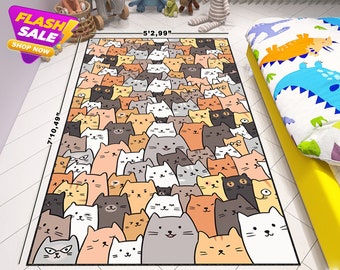 Cats World Rug,Doodle Rug,Kids Room Carpet,Nursery Rug,Baby Room Rug,Home Decor,Personalized Gifts,Bedroom Carpet,Decorative Rug,Gift Carpet