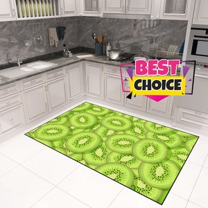 Kiwi Patterned Carpet,Fruits Rug,Kitchen Rug,Home Decor,Designer Rug,Antibacterial Rug,Oversize Rug,Nursery Rug,Fantastic Rug,Non-Slip Rug