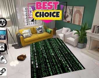 The Matrix,The Matrix Themed Rug,Green Colored Rug,Coding Rug,Science Fiction Rug,Teen Room Gift,Salon Rug,Printed Carpet,Gift Ideas,Carpets