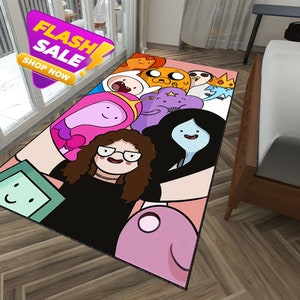 Adventure Time Rug,Cartoon Patterned Rug,Bedroom Rug,Living Room Carpet,Teen Room Rug,Popular Rug,Modern Area Rug,Antibacterial Rug,Non-Slip