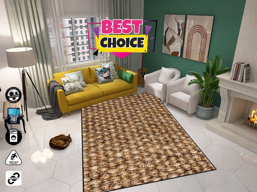 Wicker Design, Rectangle Carpet, Cartoon Rug, Soft Floor Mat ...