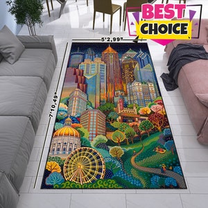 Alfombra Utopía, Alfombra de diseño moderno, Decoración del hogar, Regalo personalizado, Alfombra de la habitación para adolescentes, Regalos para niños, Alfombra de arte, Alfombra de diseño de obras de arte, Alfombra temática, Alfombra personalizada