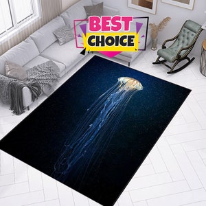 Jellyfish Design Carpet, Rectangle Carpet, Modern Area Rug, Oversize Rug, Vector Rug, Designer Rug,  Abstract Rug,  Cartoon Rug, Movie Rug