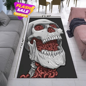 Skull Patterned Rug,Personalized Gift,Modern Area Rug,Skull Rug,Custom Rug,Home Decor,Printed Rug,Home Decor,Designer Rug,Oversize Rug,Gifts