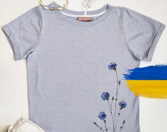 Hand Drawn Сornflowers T-shirt - Made in Ukraine