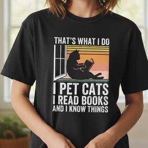 Comfort Colors Cat Shirt, Bookish Tee, I Pet Cats I Read Books, Funny Librarian Gift, Booktok Merch, Retro Reader T-Shirt, Cat Mom Gift