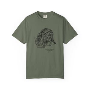 Bengal Cat Shirt Vintage Naturalist Tee Scientific Illustration Design Feline Cotton Apparel Pet Enthusiast Gift Retro Animal Tshirt Nature Moss