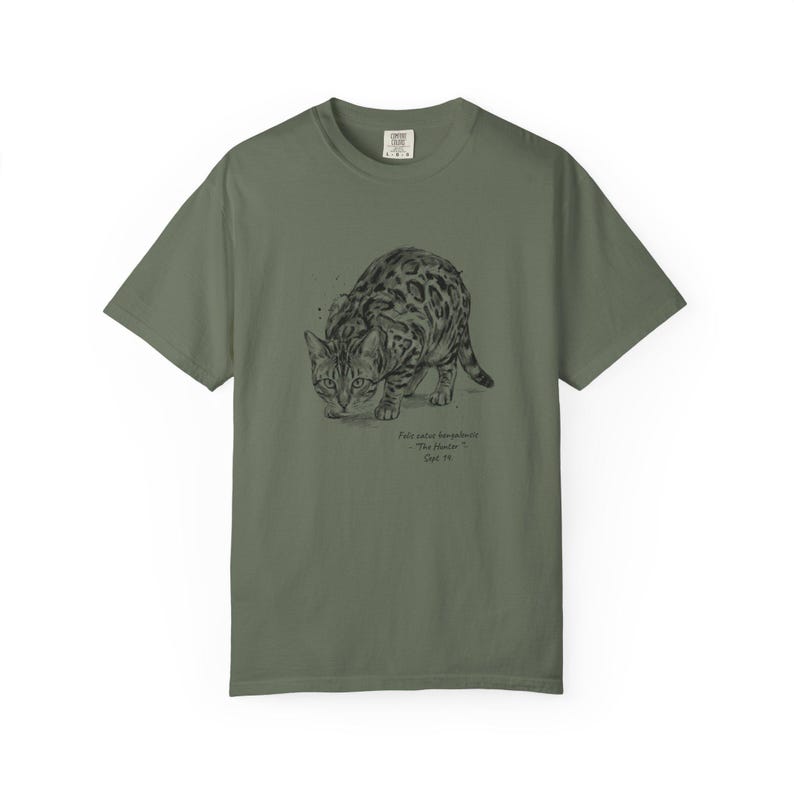 Bengal Cat Shirt Vintage Naturalist Tee Scientific Illustration Design Feline Cotton Apparel Pet Enthusiast Gift Retro Animal Tshirt Nature Moss