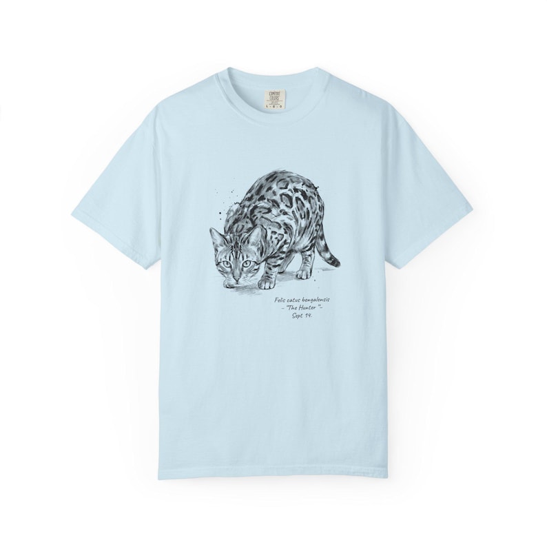 Bengal Cat Shirt Vintage Naturalist Tee Scientific Illustration Design Feline Cotton Apparel Pet Enthusiast Gift Retro Animal Tshirt Nature Chambray