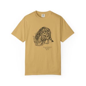 Bengal Cat Shirt Vintage Naturalist Tee Scientific Illustration Design Feline Cotton Apparel Pet Enthusiast Gift Retro Animal Tshirt Nature Mustard