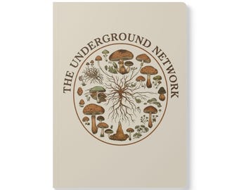 Paddenstoel-mandala met zachte kaft dagboek Botanisch Vintage Schimmels Ontwerp illustratie Mycelium-netwerk ondergronds wetenschap Natuur Mycologie