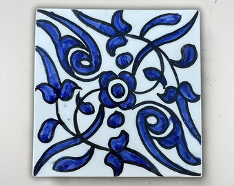 10 Tiles - Exquisite Hand-Painted Ceramic Tiles for Your Bathroom, Kitchen and More - Elevate Your Spaces with Handcrafted Moroccan Zellij