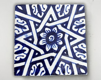 10 Tiles Hand-Painted Zellige Tiles 4"x4" - A Touch of Morocco for Your Home Projects - Artisanal Elegance for Bathroom, Kitchen, and Beyond