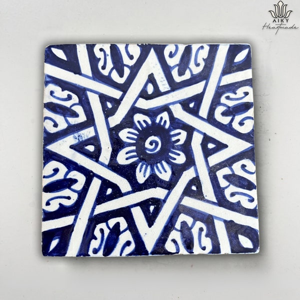 10 Tiles Hand-Painted Zellige Tiles 4"x4" - A Touch of Morocco for Your Home Projects - Artisanal Elegance for Bathroom, Kitchen, and Beyond
