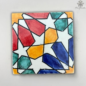 10 Tiles - Exquisite Hand-Painted Ceramic Tiles for Your Bathroom, Kitchen and More - Elevate Your Spaces with Handcrafted Moroccan Zellij