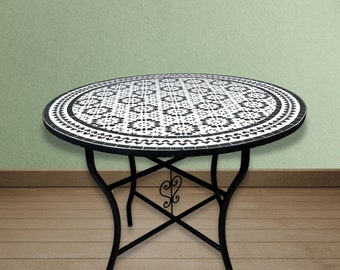 Moroccan Round Mosaic Tile Table - Exquisite Mosaic Artistry