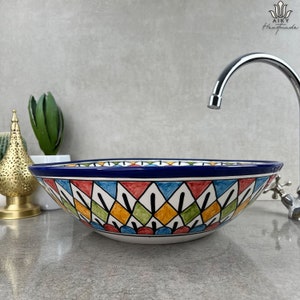 Eastern Elegance: Handcrafted Ceramic Basin with Intricate Mosaic Design, Infusing Your Bathroom with Oriental Charm and Exotic Elegance image 2