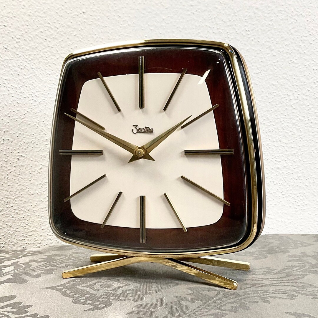 Restored Zentra Hermle Mid Century Mantel Clock With Chimes 1960