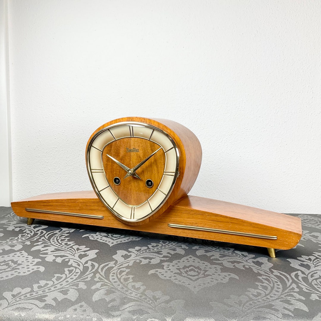 Restored Zentra Hermle Mid Century Mantel Clock With Chimes 1960
