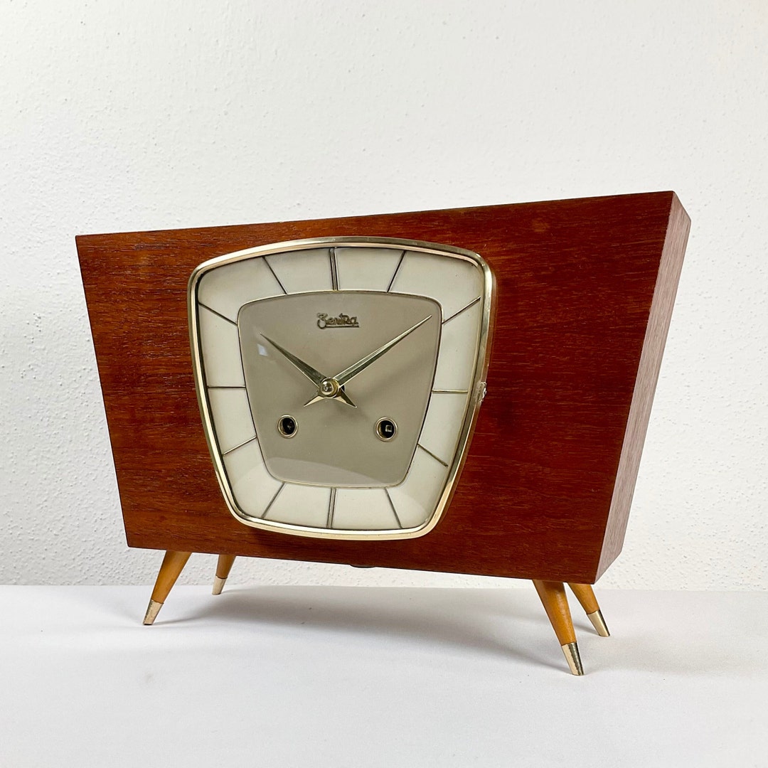 Restored Zentra Hermle Mid Century Mantel Clock With Chimes Etsy