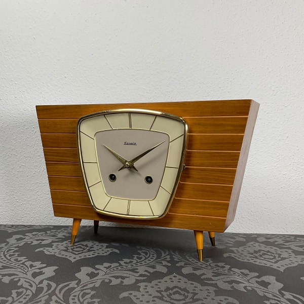 restored Hermle Mid Century mantel clock with chimes - 1960 - functional