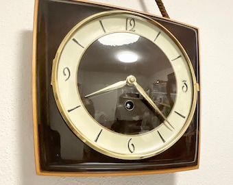 Working Hettich Mid Century wall clock mechanical - 1950s