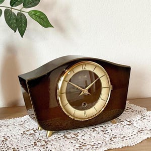 Restored Hermle Mid Century Mantel Clock - 1960s - with guarantee - fully functional