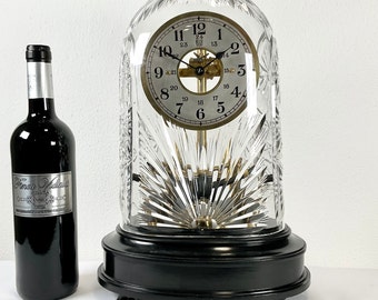 restored antique Bulle Patent Clock with hand-cut crystal glass dome - 1930 - fully functional