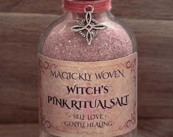 Sale rosa della strega per l'amore per se stessi e la guarigione emotiva, sale rituale per il chakra del cuore, compassione, armonia nelle relazioni, accessori per la stregoneria