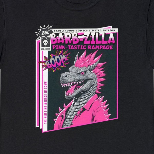 BarbZilla T-shirt Unisex, Heavy Cotton Tee Premium 100% Cotton, Sizes XS-XXXL. Godzilla Barbi combo, kaiju pink monster humor, retro vintage