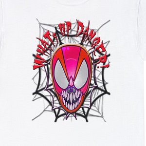 Koszulka Spider Skull Whats up Danger Unisex. Koszulka z grubej bawełny, bawełna premium. Koszulka dla fanów horrorów, prezent dla geeków i nerdów, koszulka z komiksem