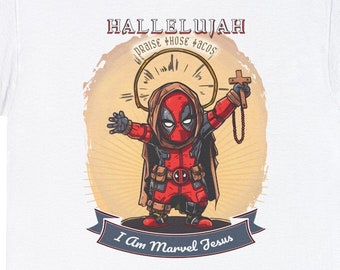 Camiseta "Alaben esos tacos": parodia del superhéroe chibi Mesías