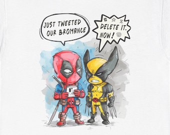 Kawaii Chibi Comics, Bromance-T-shirt: grappig handgetekende geek-T-shirt met strips