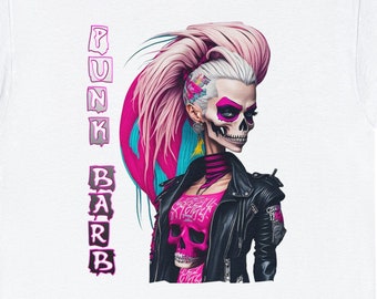 Skull Punk Doll T-shirt Unisex, Heavy Cotton Tee, Premium 100% Cotton. Skull lover Seamless Shirt, Fashion Doll Femme Fatale Punk Rock Art