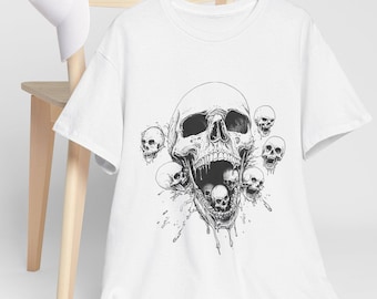 Skull Scream T-Shirt: Hand-Drawn Goth Heavy Metal Fashion